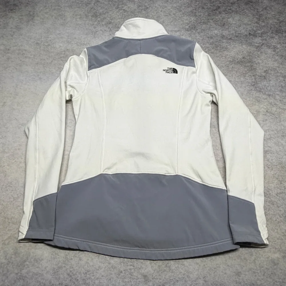 The North Face Full Zip Fleece Jacket Womens Small White Grey Hiking Jacket